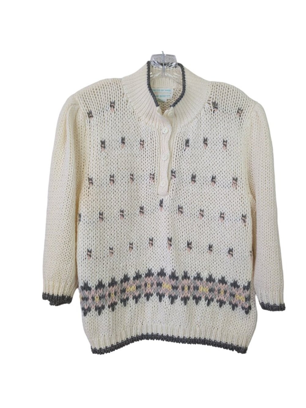JAMIE SCOTT Vintage Women's sweater sz M long sleeve sweater knitted by hand